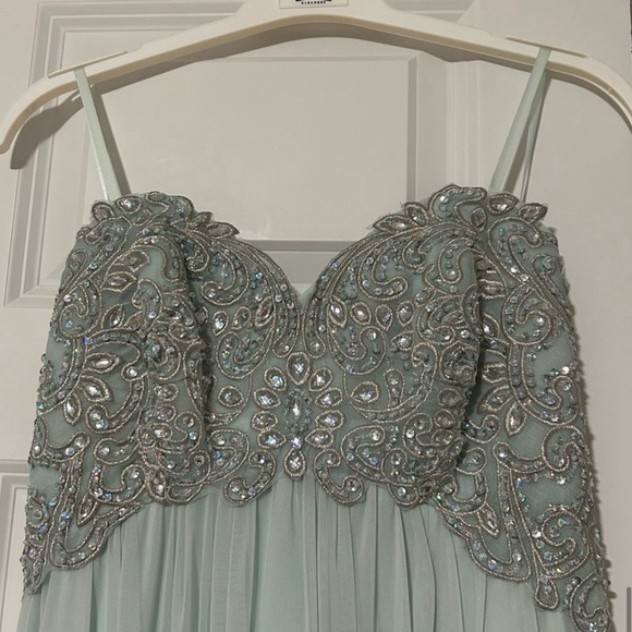 Sequin Hearts Light Pale Green Beaded Strapless Full-Length Prom Dress - Picture 7 of 8